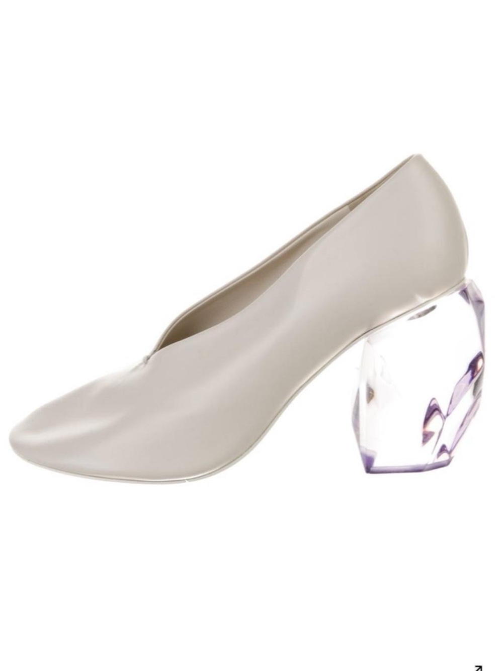 Jil Sander Cream Pump with Sculpted Translucent Crystal Heel